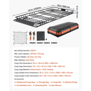Roof Rack  64x39x4.1"  Cargo Carrier Luggage Holder